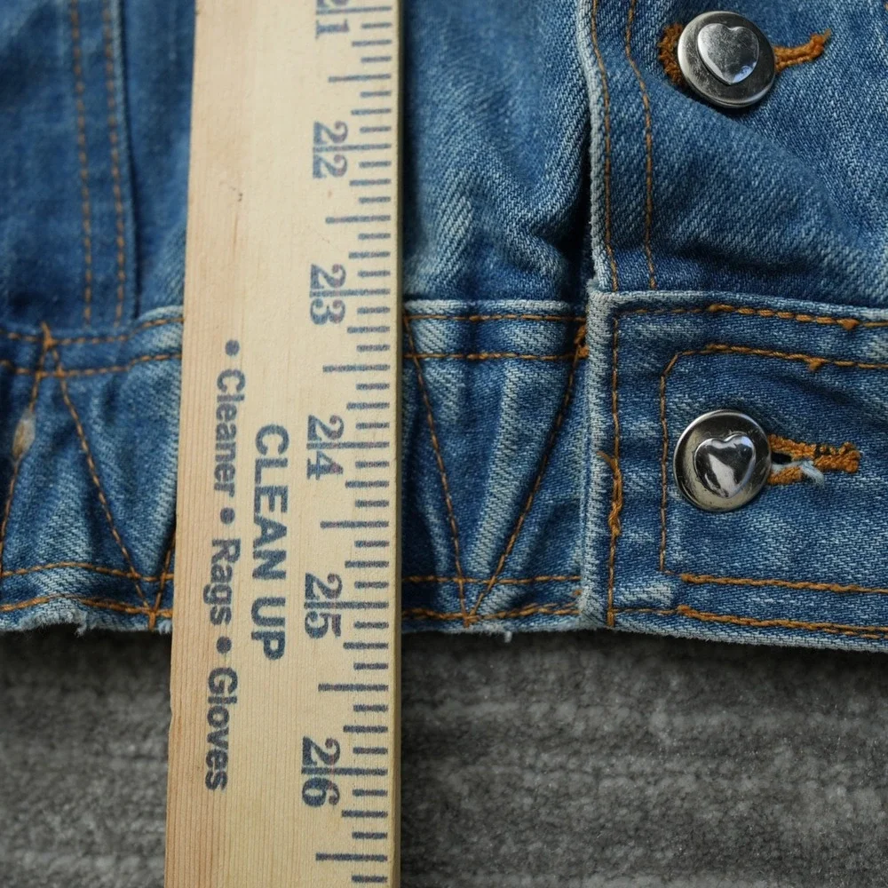 On The Verge Denim Jacket Women Vintage‎ Stars Hearts Pockets Blue Jean XL